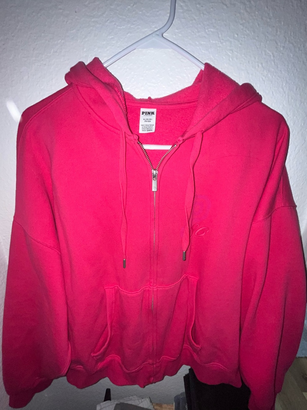 PINK Victoria's Secret Vibrant Hot Pink Zip Hoodie